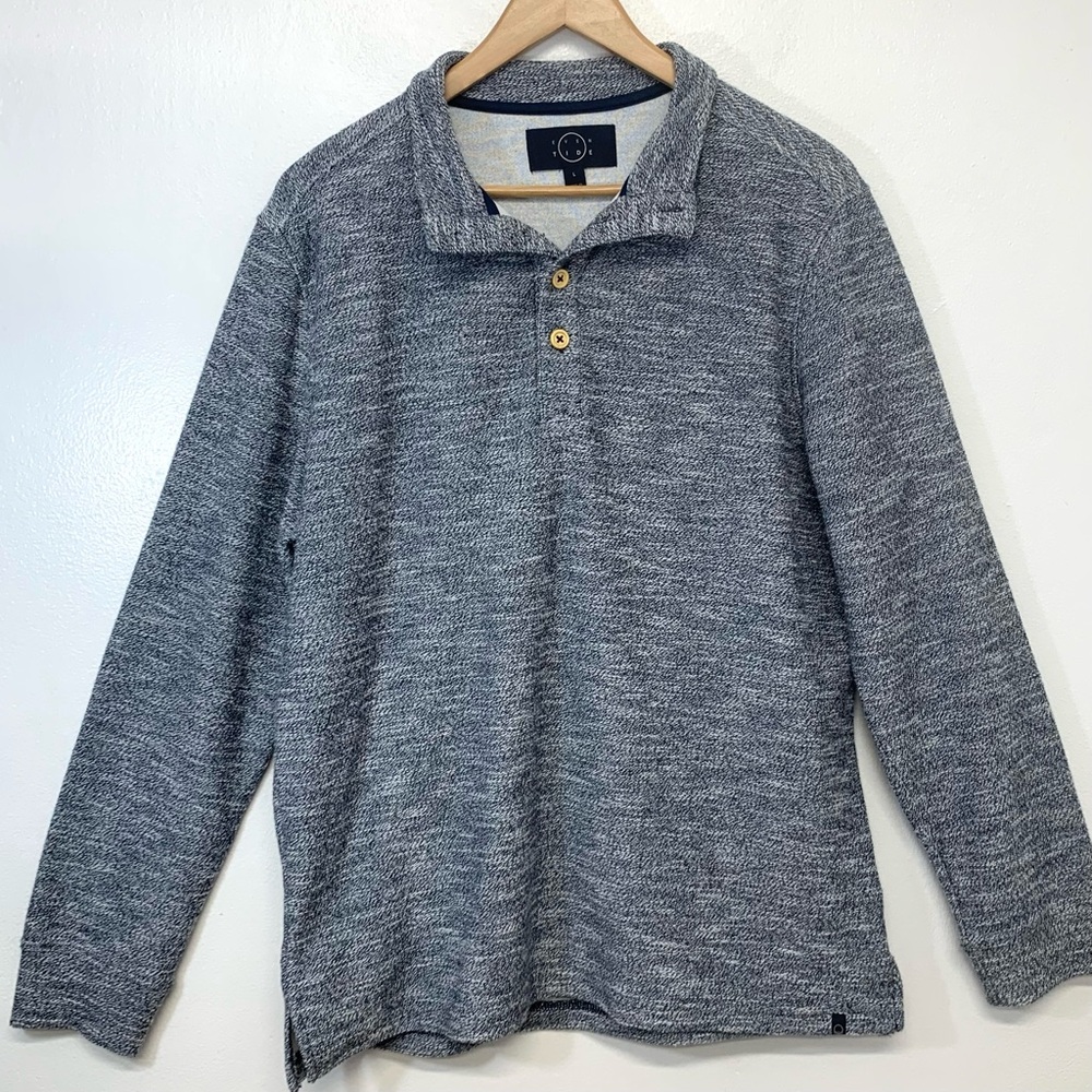 Even Tide Long Sleeve Pull Over Shirt‎ Men  Large Gray1/4 Button Casual Workwear